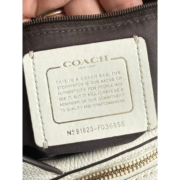 Coach Cream Turlock Edie Pebbled Leather Shoulder Bag - Picture 9 of 13